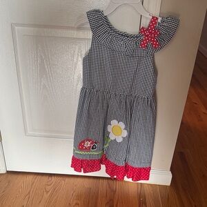 Rare Editions Gingham Dress with Red and White Accents